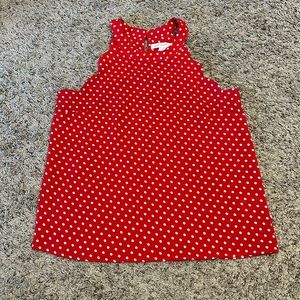 Sleeveless red polkadot halter top